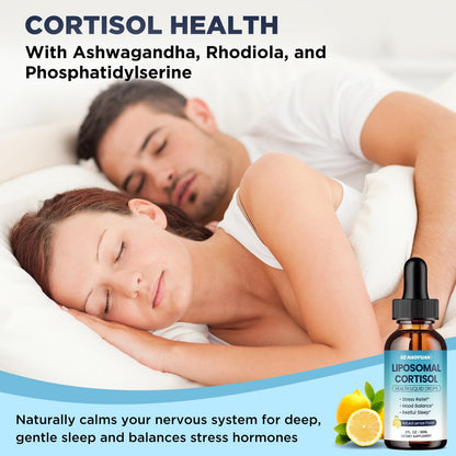 Liposomal Cortisol Liquid Drops for Women – Magnesium, Ashwagandha, L-Theanine & Phosphatidylserine