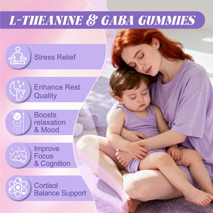 Liposomal L-Theanine Gummies with GABA - 400mg, Blueberry, 60 Count | Stress Relief & Focus
