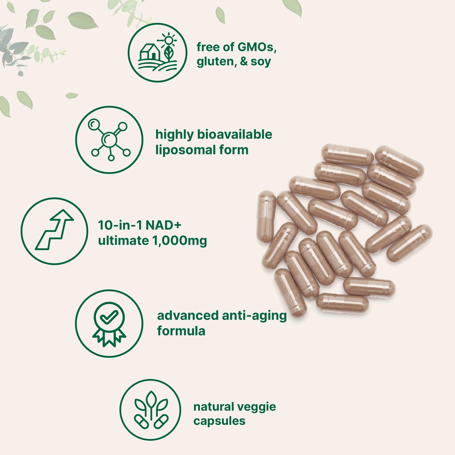 Liposomal NAD+ 1,000mg | 60 Veggie Capsules | Anti-Aging & Energy