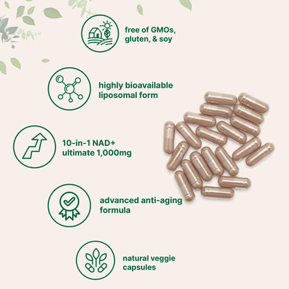 Liposomal NAD+ 1,000mg | 60 Veggie Capsules | Anti-Aging & Energy