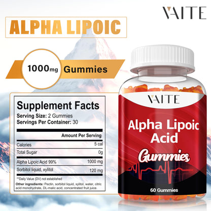 Alpha Lipoic Acid Gummies 1000mg - Nerve & Brain Support, Vegan, Gluten-Free
