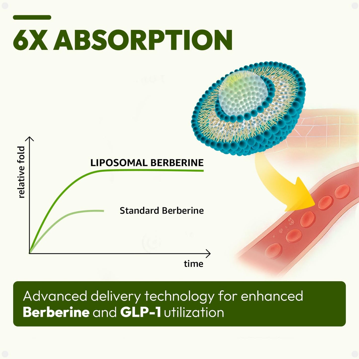 Liposomal GLP-1 Supplement for Metabolic Support - Berberine 600mg + Bergamot & Cinnamon - 180 Capsules (90-Day Supply)