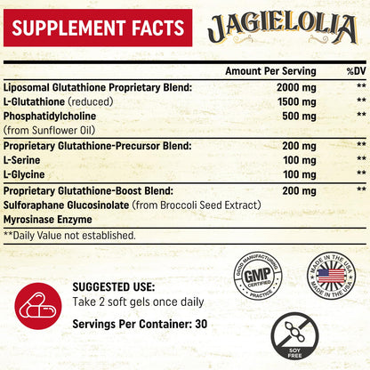 Liposomal Glutathione 2000 mg with L-Serine, L-Glycine & Sulforaphane – 60 Softgels