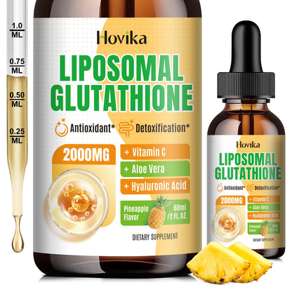Liposomal Glutathione 2000mg Liquid Drops with Vitamin C – Immune Support, Anti-Aging & Skin Health | Pineapple 2oz