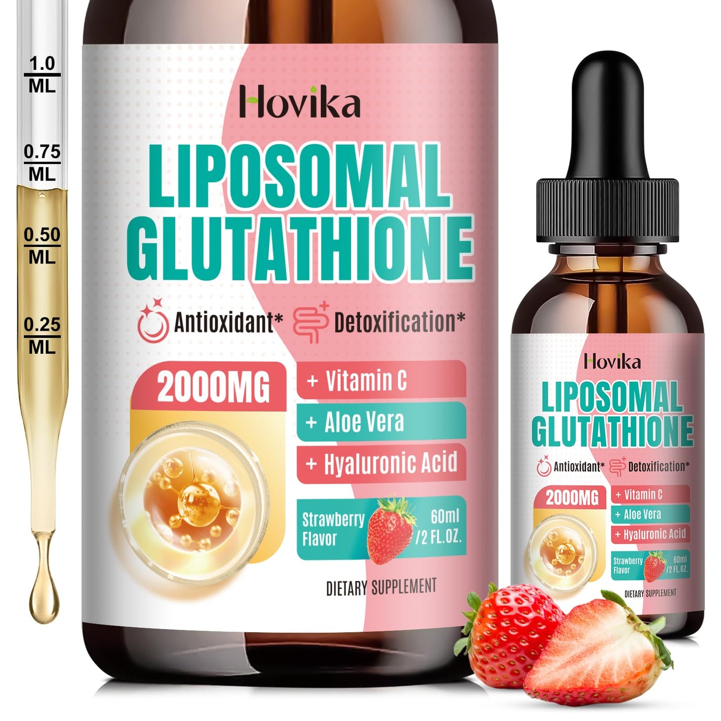 Liposomal Glutathione 2000mg Liquid Drops – Strawberry 2oz | Immune Support, Skin Health, Liver Detox