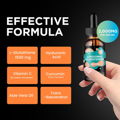 2 Pack Liposomal Glutathione - 2000mg Liquid Drops with Vitamin C, Curcumin & Trans-Resveratrol