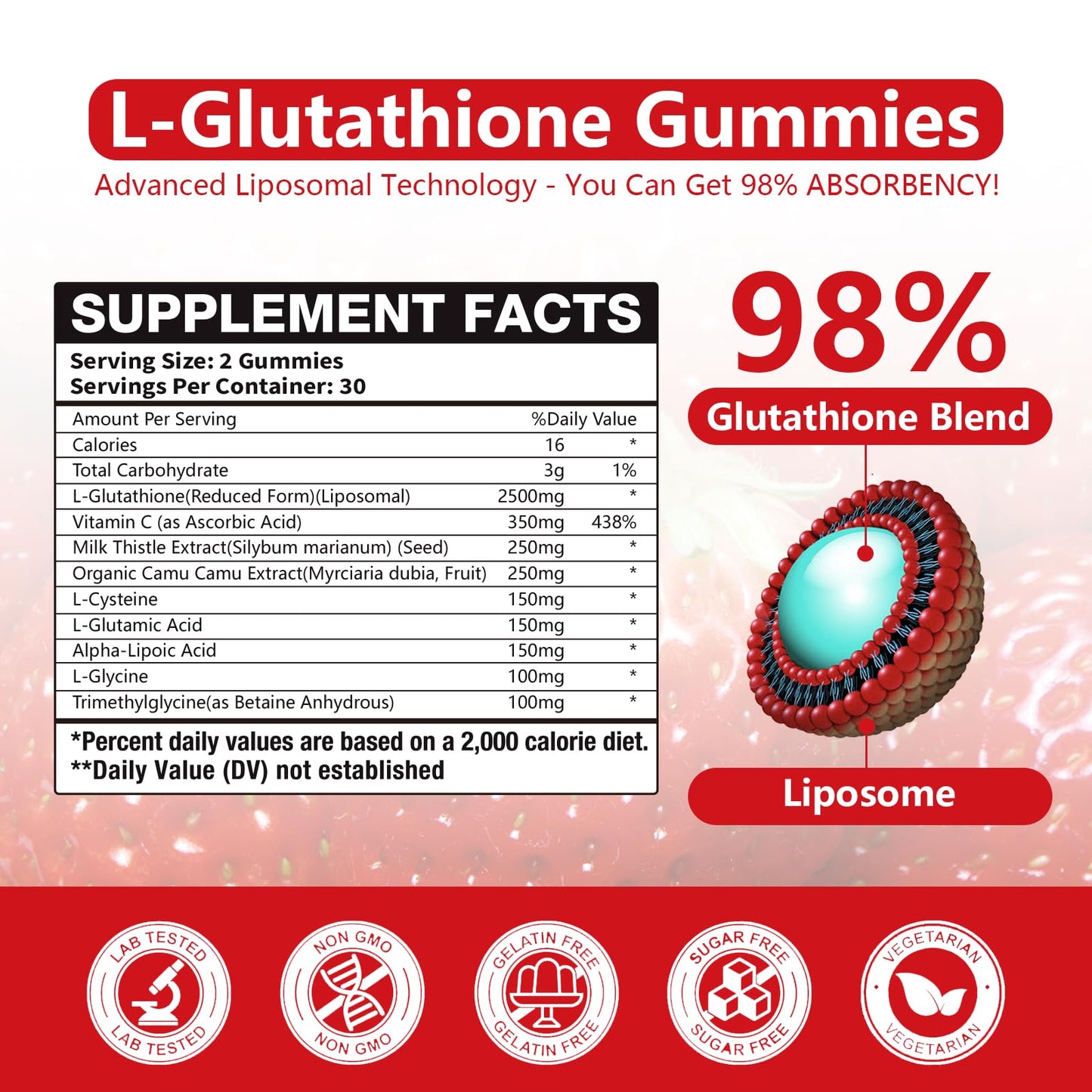 Extra Powerful 2500MG Liposomal Glutathione Gummies – Skin Whitening & Liver Support