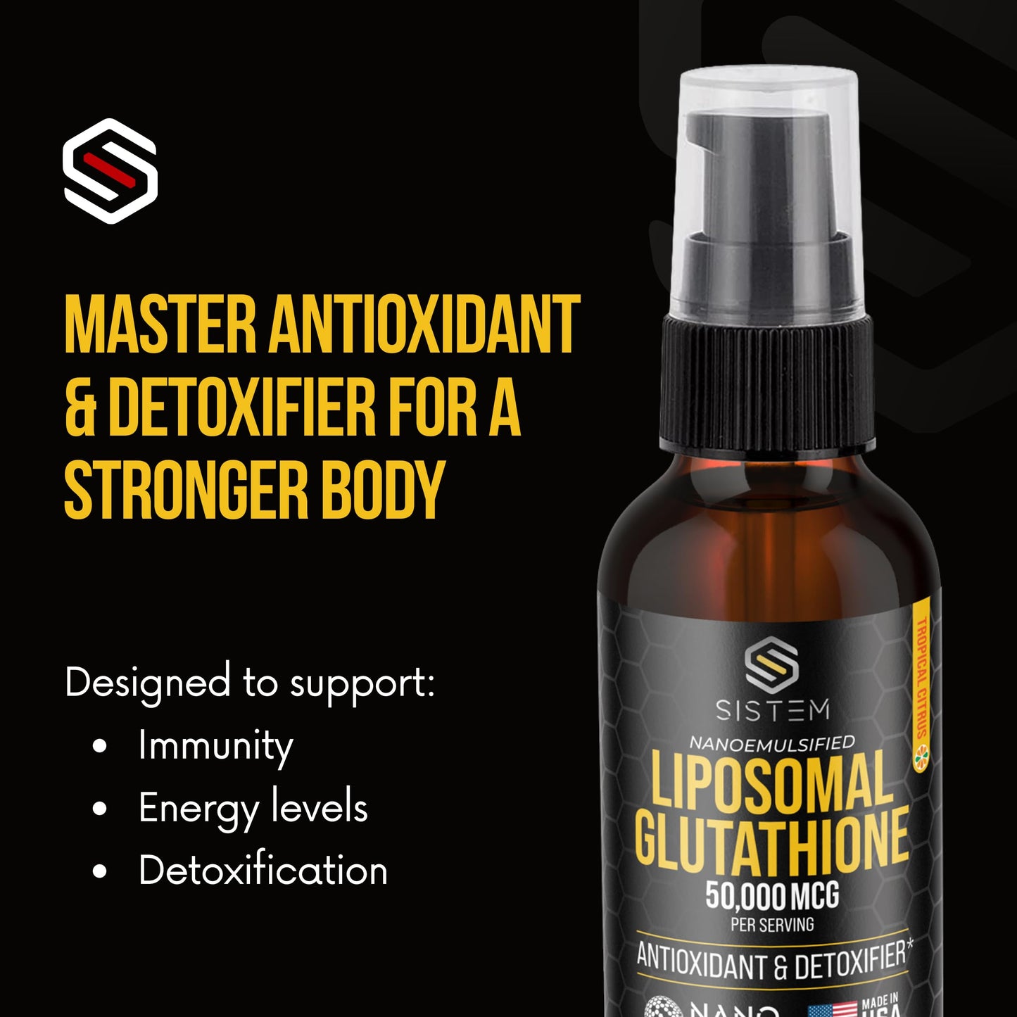 Sistem Liposomal Glutathione Supplement, Antioxidants, Detox Cleanse, Immune Support Supplement, Vitamin C, Liposomal Spray, Glutathione Serum, Tropical Citrus Flavor