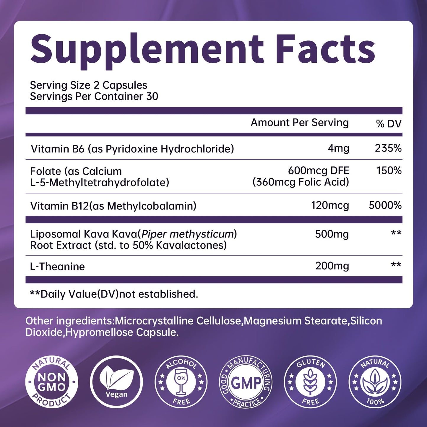 Kava Kava Root Extract - Liposomal Kava + L-Theanine, 50% Kavalactones, Sleep & Mood Support, 60ct
