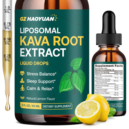Liposomal Kava Kava Drops for Calm & Sleep – Vegan Liquid 2 oz with GABA, Ashwagandha & Magnesium
