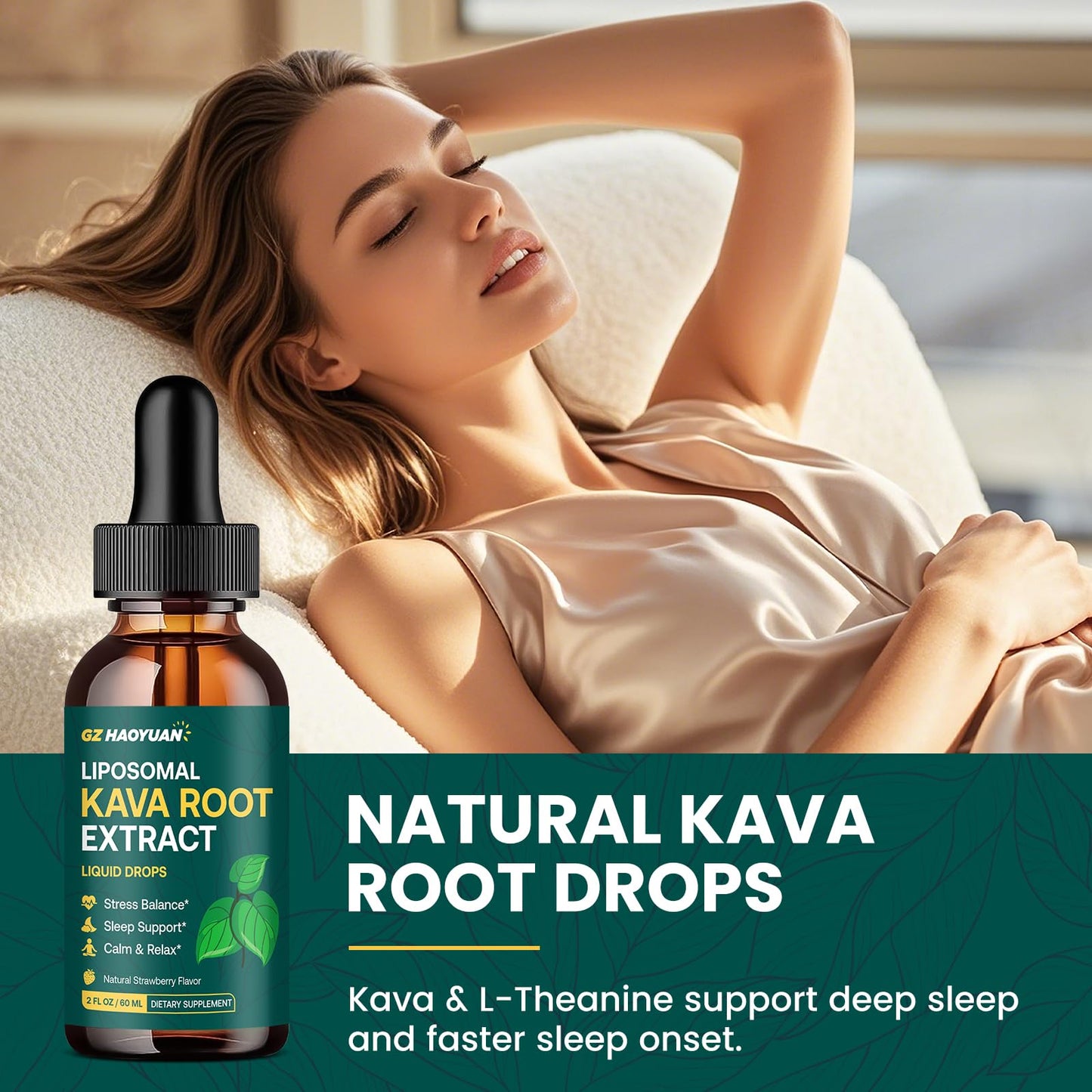 Liposomal Kava Kava Root Extract – High-Absorption Relaxation Drops | Vegan & Non-GMO, Strawberry Flavor