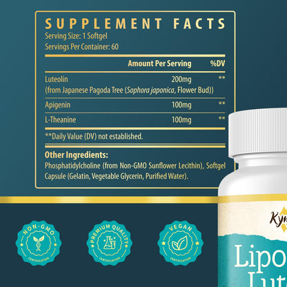 Liposomal Luteolin 200mg – Brain Support with Apigenin & L-Theanine