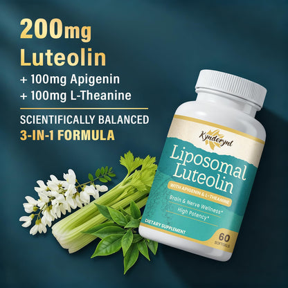 Liposomal Luteolin 200mg – Brain Support with Apigenin & L-Theanine