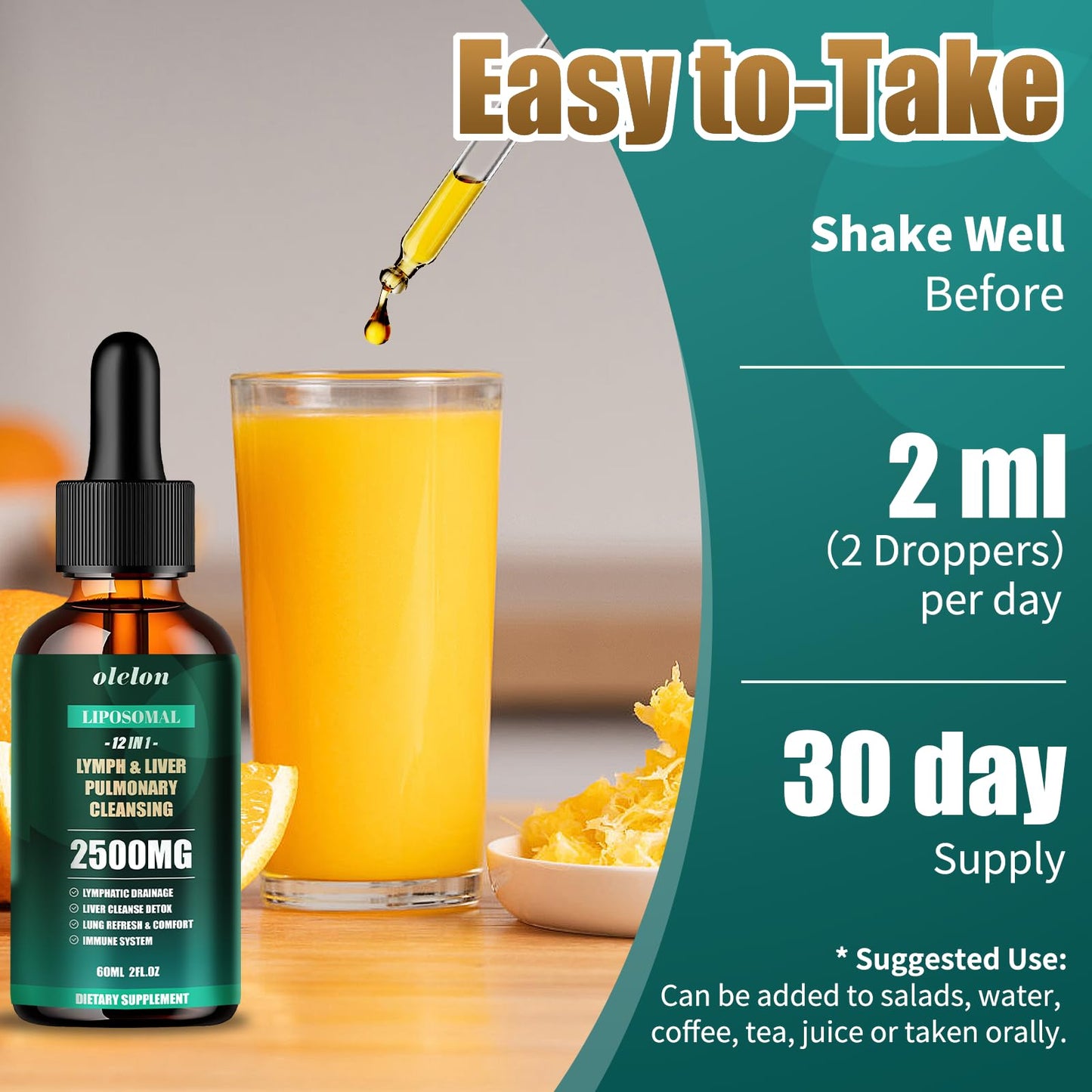 Liposomal Lymph-Liver-Lung Cleanse Drops 2500mg – Immune Support (2 oz)