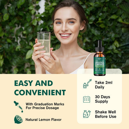 Liposomal Lymphatic Drainage Drops – Immune Support, Detox, Lemon Flavor, 2 fl oz