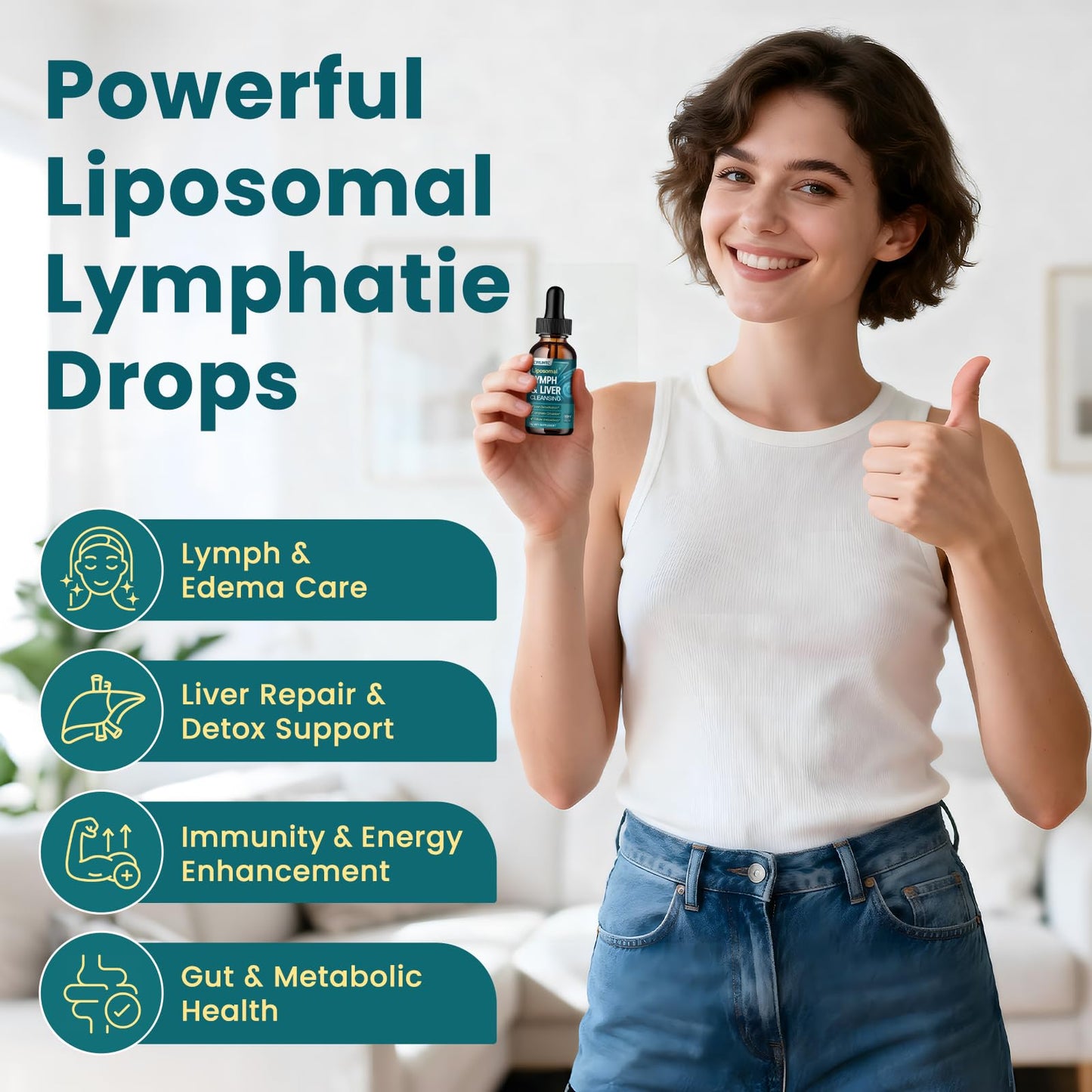 Liposomal Lymphatic Drainage Drops – 21 in 1 Liver Cleanse Detox & Repair (Milk Thistle, Echinacea, Burdock, Glutathione)