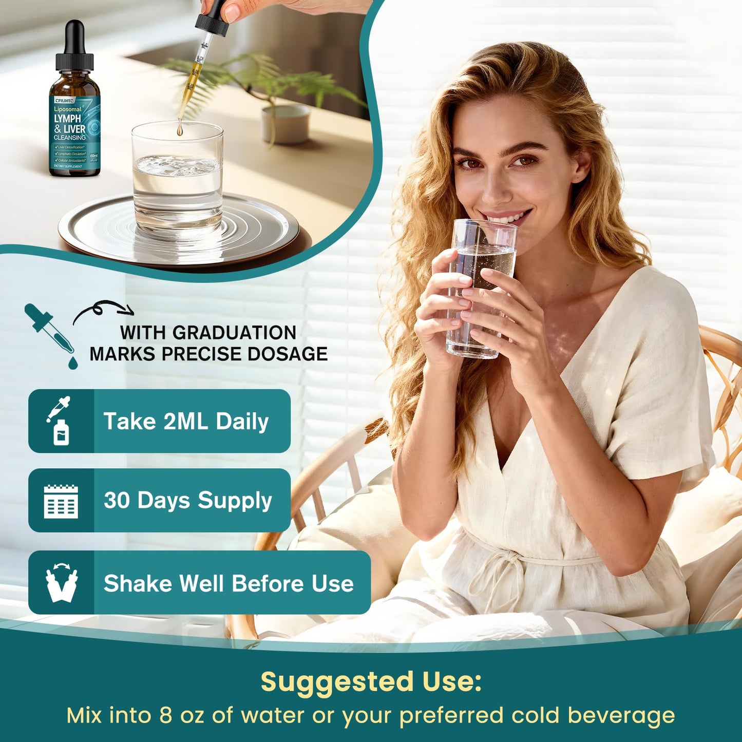 Liposomal Lymphatic Drainage Drops – 21 in 1 Liver Cleanse Detox & Repair (Milk Thistle, Echinacea, Burdock, Glutathione)
