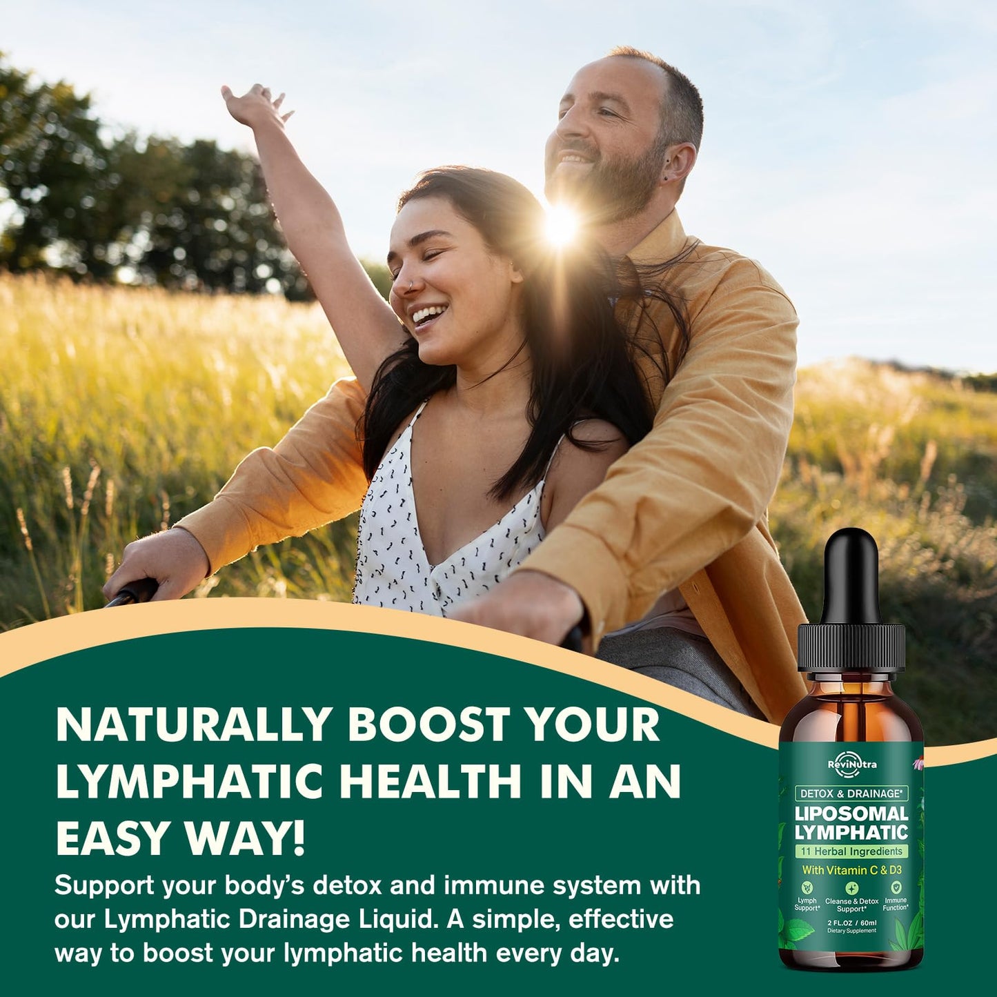 Liposomal Lymphatic Drainage Drops – Immune Support, Detox, Lemon Flavor, 2 fl oz
