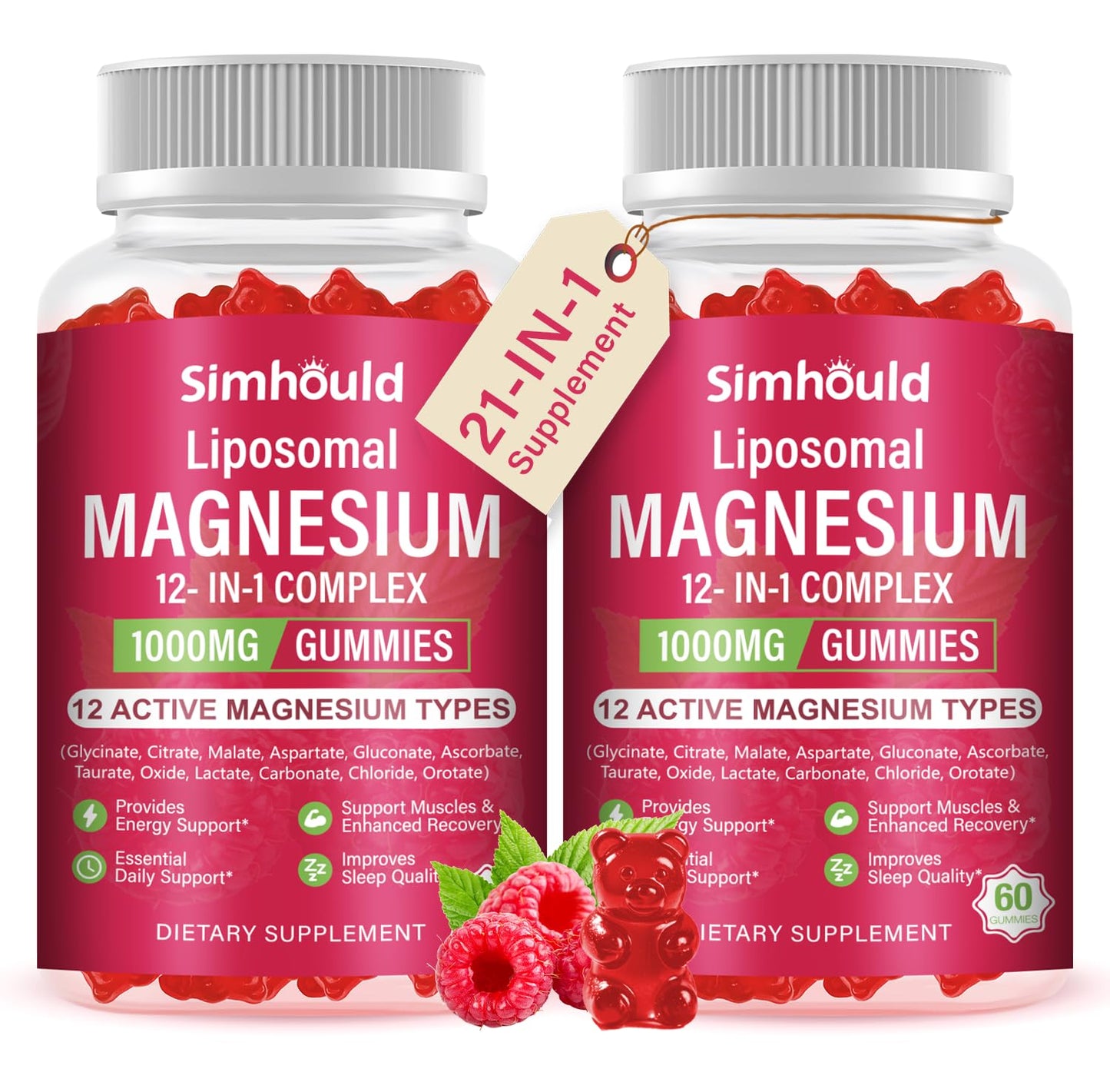 Liposomal Magnesium Complex Gummies 120 Ct – 12 Magnesium Forms + D3, B6, C, Ashwagandha & CoQ10