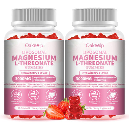 2 Pack Liposomal Magnesium Threonate Gummies – High-Potency 3000mg, 98% Absorption | Magnesium L-Threonate for Muscle & Nervous System (Kids & Adults)