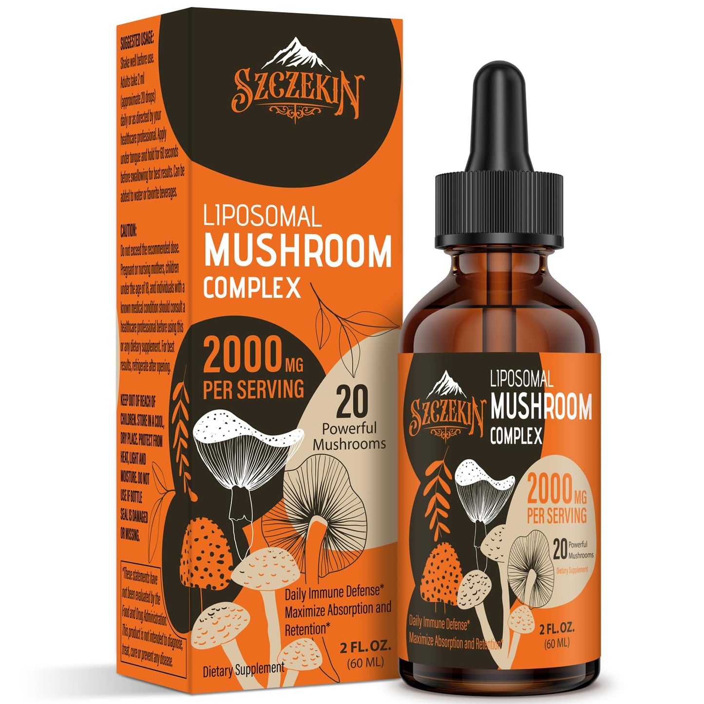 Liposomal Mushroom Drops 2000 MG – 20 Organic Extracts | Immunity & Cognition