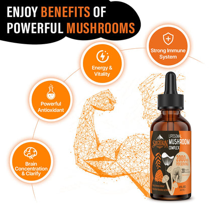 Liposomal Mushroom Drops 2000 MG – 20 Organic Extracts | Immunity & Cognition