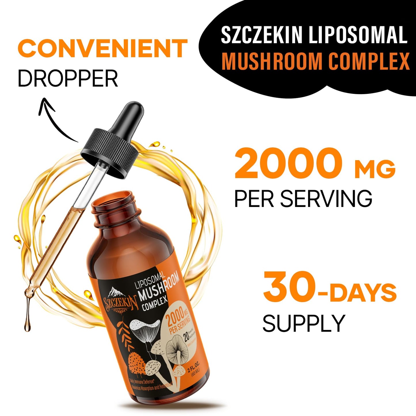 Liposomal Mushroom Drops 2000 MG – 20 Organic Extracts | Immunity & Cognition