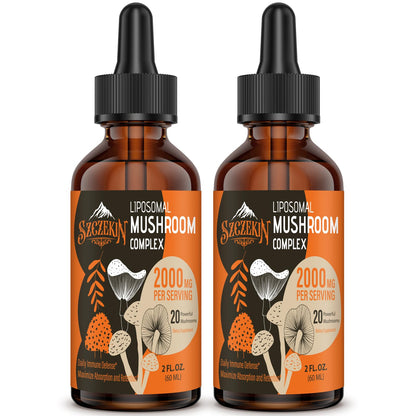 Liposomal Mushroom Drops 2000 MG – 20 Organic Extracts for Immunity & Focus