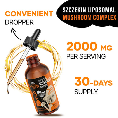 Liposomal Mushroom Drops 2000 MG – 20 Organic Extracts for Immunity & Focus