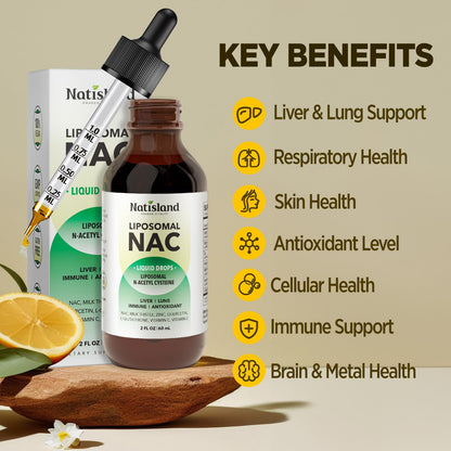 Liposomal NAC Drops - N-Acetyl Cysteine 600 mg (2 oz) with Milk Thistle & Quercetin
