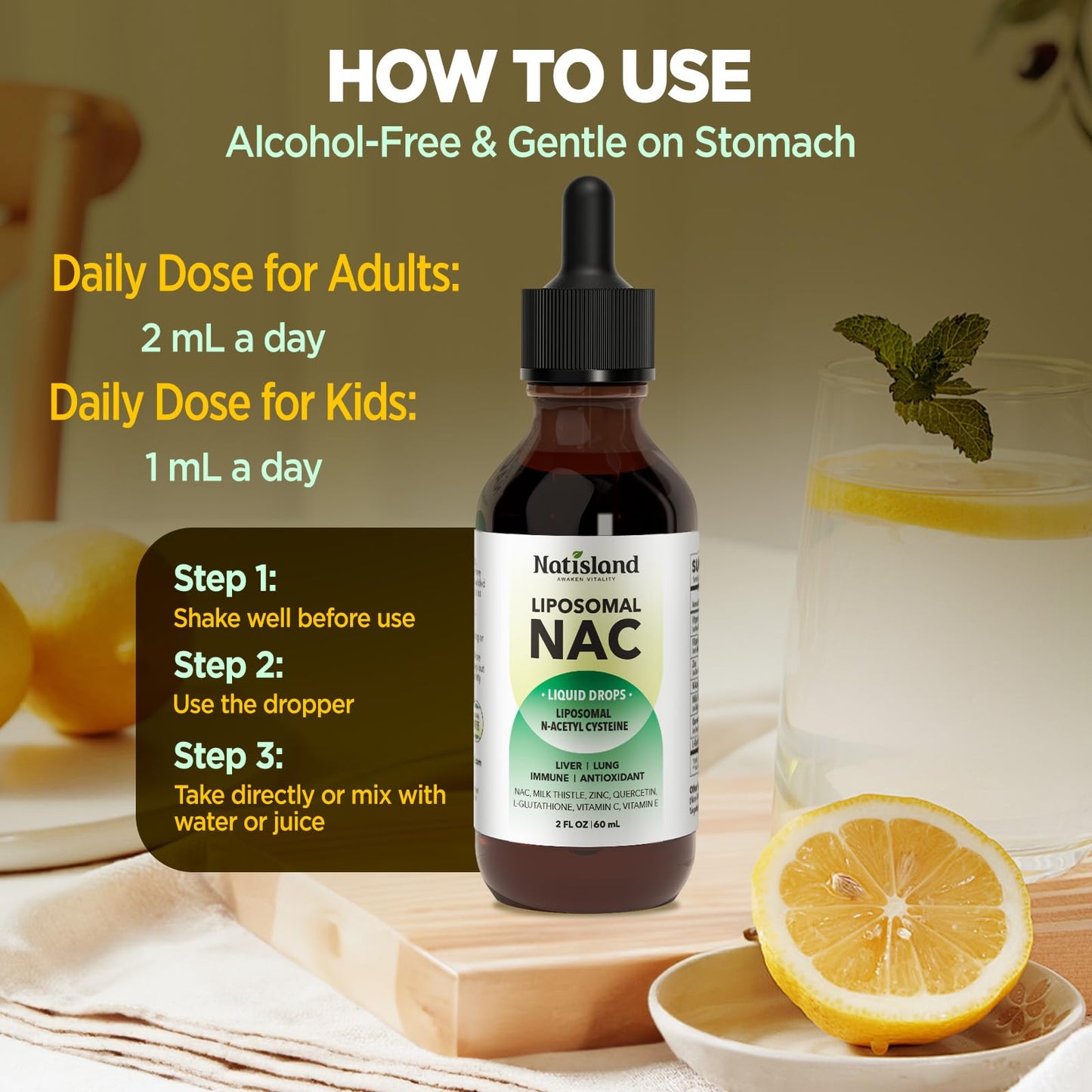 Liposomal NAC Drops - N-Acetyl Cysteine 600 mg (2 oz) with Milk Thistle & Quercetin