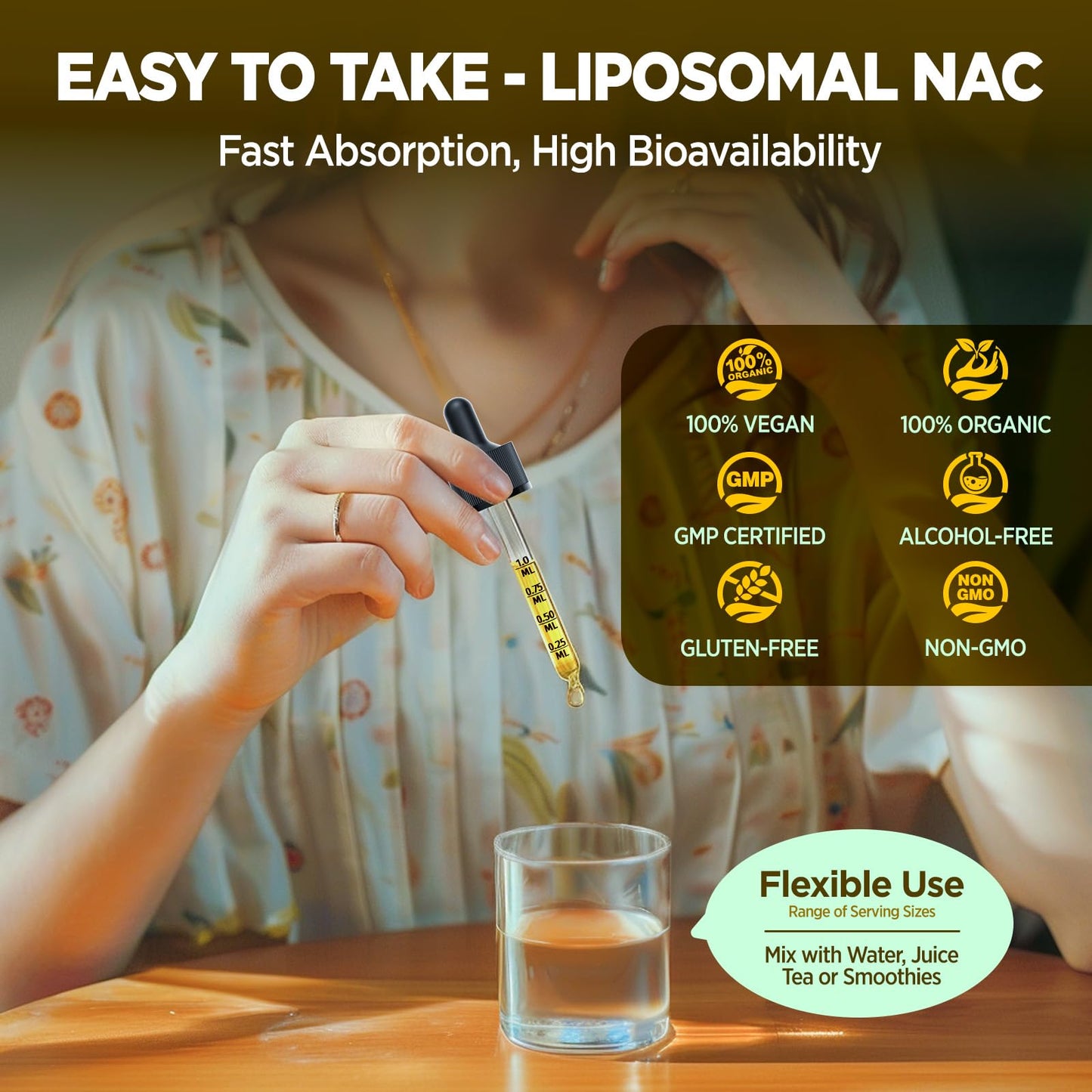 Liposomal NAC Drops - N-Acetyl Cysteine 600 mg (2 oz) with Milk Thistle & Quercetin