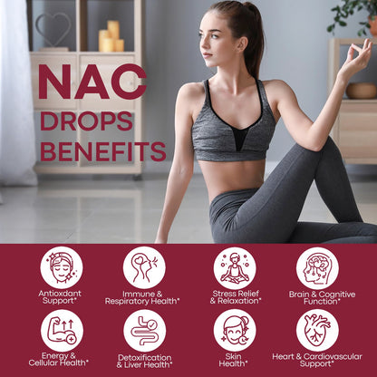Liposomal NAC Liquid Drops – 600mg N-Acetyl Cysteine with Glutathione, Resveratrol & Zinc (Strawberry, 4 oz)