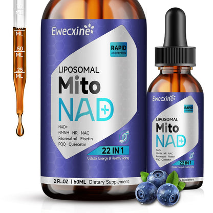Liposomal NAD+ Drops - NAD+ NR NMNH Supplement for Mitochondrial Health - 60ml