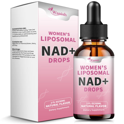 Liposomal NAD Liquid Supplement for Women – 500mg NAD+, 2 Fl Oz, Vegan, Sugar-Free, Additive-Free