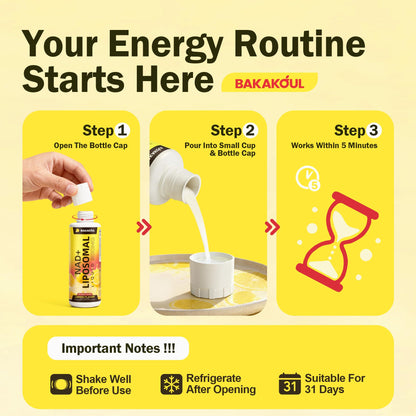 Liposomal NAD+ Liquid Supplement – Enhanced Cellular Uptake, Normal Cellular Health & Vitality (Lemon Flavor)