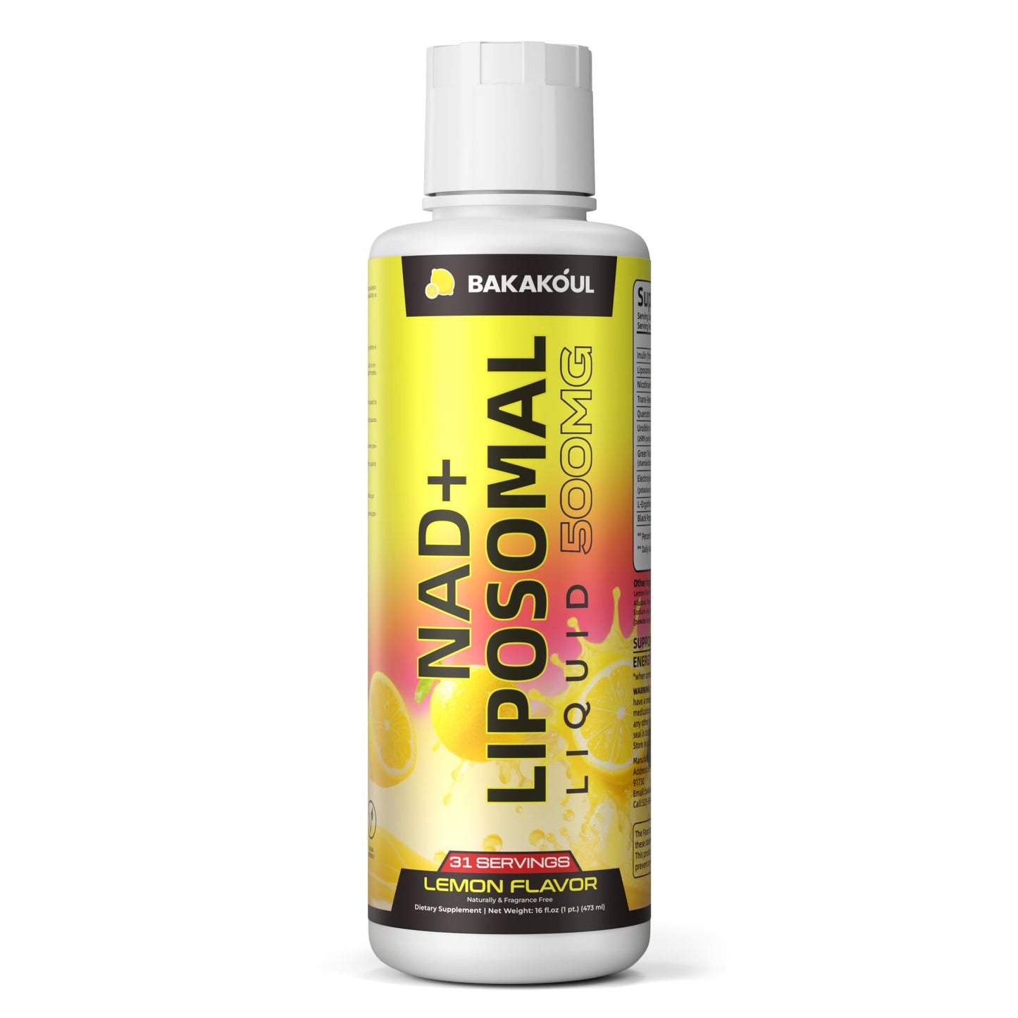 Liposomal NAD+ Liquid Supplement – Enhanced Cellular Uptake, Normal Cellular Health & Vitality (Lemon Flavor)