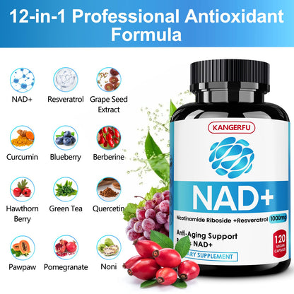 Liposomal NAD Resveratrol for Women - 1000mg NAD | Anti-Aging & Energy | 120 Capsules