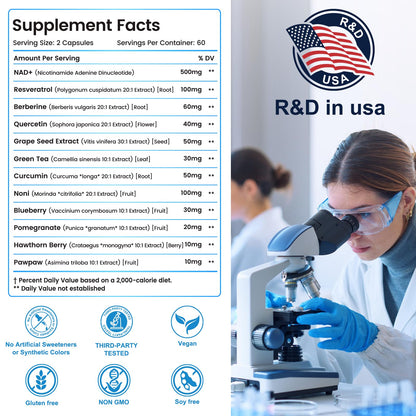 Liposomal NAD Resveratrol for Women - 1000mg NAD | Anti-Aging & Energy | 120 Capsules