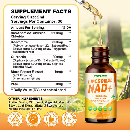Liposomal NAD+ Drops 1500mg – Nicotinamide Riboside Chloride & Resveratrol