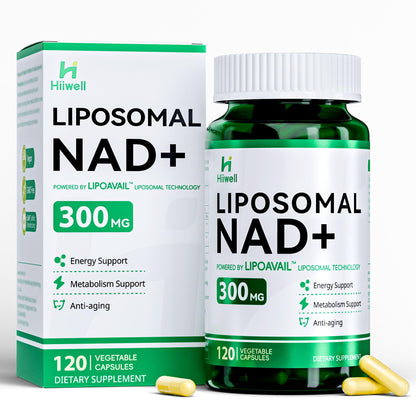 Liposomal NAD+ Supplement 300mg + Trans-Resveratrol & Quercetin – 120 Caps – Vegan