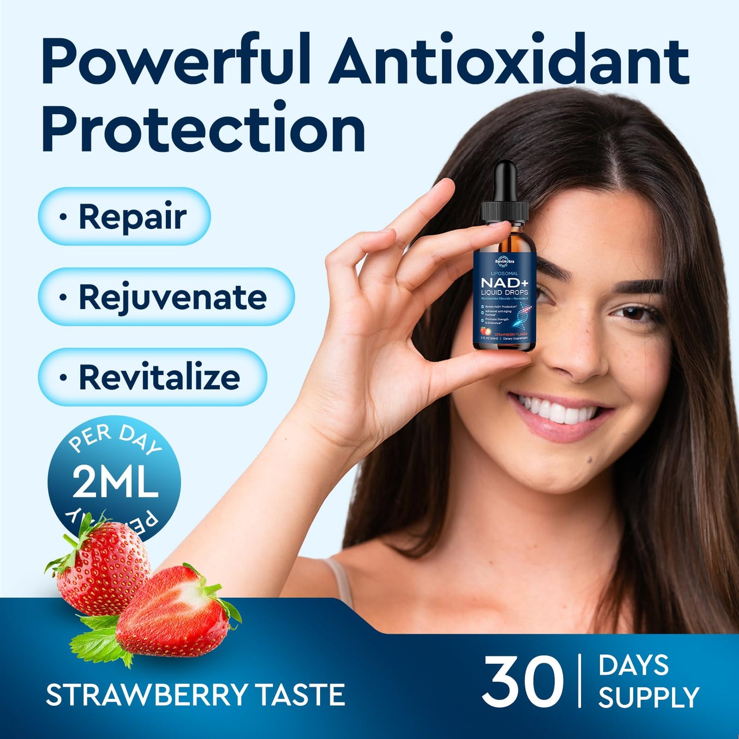 Liposomal NAD+ Liquid – NR, PQQ, Resveratrol, CoQ10 (Strawberry) 2 oz
