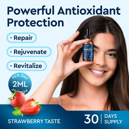Liposomal NAD+ Liquid – NR, PQQ, Resveratrol, CoQ10 (Strawberry) 2 oz