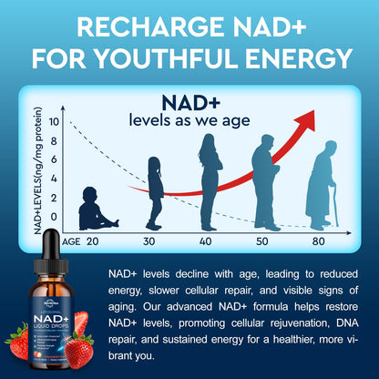 Liposomal NAD+ Liquid – NR, PQQ, Resveratrol, CoQ10 (Strawberry) 2 oz