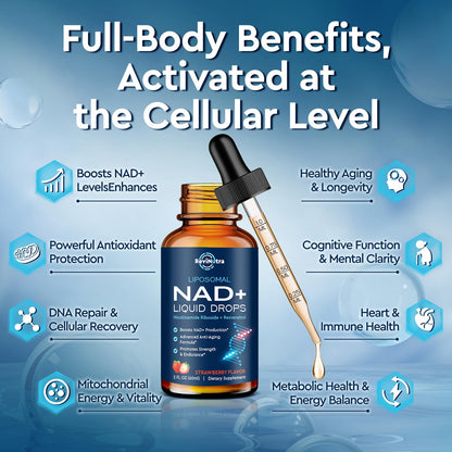 Liposomal NAD+ Liquid – NR, PQQ, Resveratrol, CoQ10 (Strawberry) 2 oz