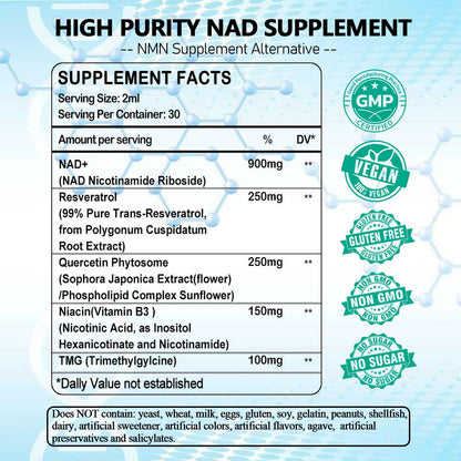 NAD Supplements for Women & Men | Liposomal NR NAD+ 900mg + Resveratrol