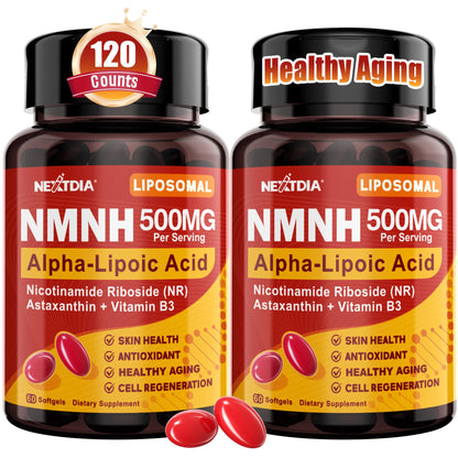 Liposomal NMNH Softgel 500mg with NR, ALA 200mg & Astaxanthin 10mg | Mitochondrial Support & Healthy Aging