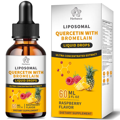 Liposomal Quercetin with Bromelain Liquid Drops – 700mg Quercetin + Bromelain for Immune, Heart & Antioxidant Support
