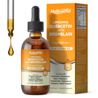 Liposomal Quercetin with Bromelain Liquid Drops – 8-in-1 Organic Immune Support (2 oz)