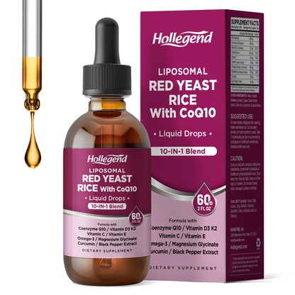 Liposomal Red Yeast Rice + CoQ10 Liquid Drops 1200mg – Heart Health